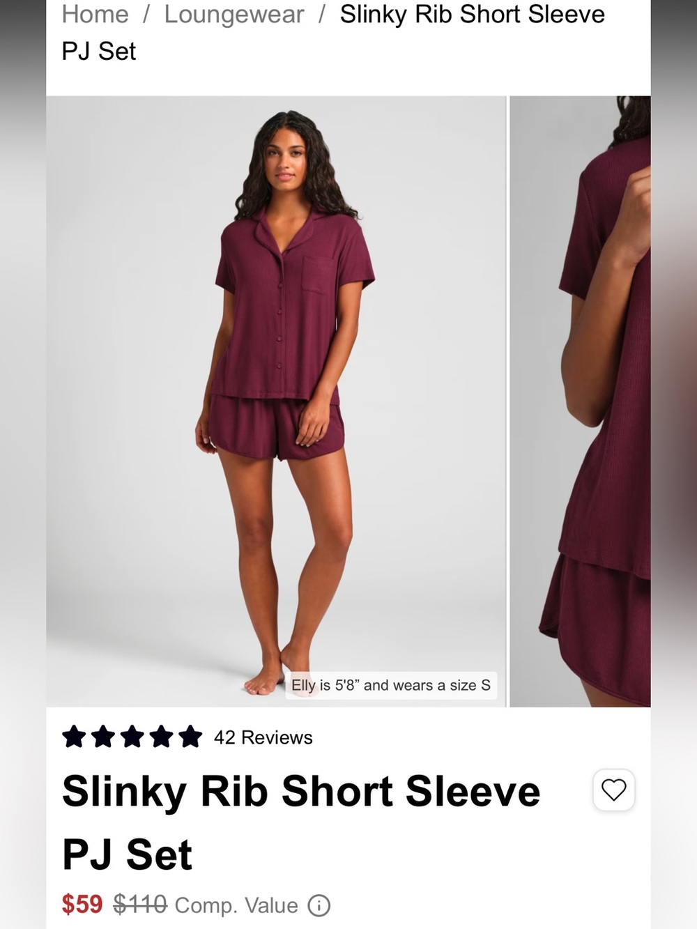 Comfrt Slinky Rib PJ set